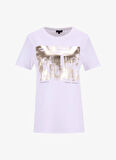 Fabrika Bisiklet Yaka Varaklı Beyaz Kadın T-Shirt F5WL-TST0238