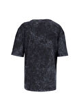 Fabrika Bisiklet Yaka Taşlı Antrasit Kadın T-Shirt F5WL-TST0243