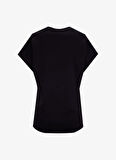 Fabrika Bisiklet Yaka Taşlı Siyah Kadın T-Shirt F5WL-TST0247