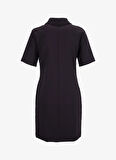 Fabrika Gömlek Yaka Düz Siyah Mini Kadın Elbise F5WL-ELB0203