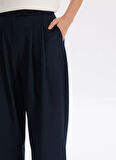 Fabrika Normal Bel Geniş Fit Lacivert Kadın Pantolon F5WL-PNT0144