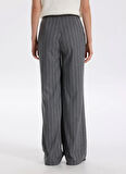 Fabrika Normal Bel Geniş Fit Gri - Beyaz Kadın Pantolon F5WL-PNT0134