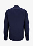 Fabrika Slim Fit Düğmeli Yaka Armürlü Lacivert Erkek Gömlek MAYDOS-Y 401