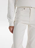 Fabrika Yüksek Bel Normal Paça Regular Straight Beyaz Kadın Denim Pantolon F5WL-PNT0192