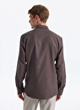 Fabrika Slim Fit Gömlek Yaka Düz Kahve Erkek Gömlek F5WM-GML 2574