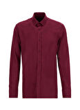 Fabrika Slim Fit Gömlek Yaka Düz Bordo Erkek Gömlek F5WM-GML 2574