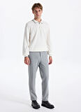 Fabrika Polo Yaka Slim Fit Düz Ekru Erkek Kazak F5WM-KZK 2319