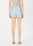 Mr. Mood Yüksek Bel Standart Mavi - Yeşil Kadın Şort MRS CLARA SHORT