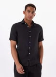 Mr. Mood Standart Düğmeli Yaka Siyah Erkek Gömlek MR SHORT SLEEVE