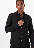 Mr. Mood Standart Düğmeli Yaka Siyah Erkek Gömlek MR MADRID
