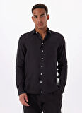 Mr. Mood Standart Düğmeli Yaka Siyah Erkek Gömlek MR MADRID