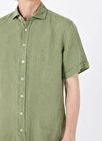Mr. Mood Standart Düğmeli Yaka Yeşil Erkek Gömlek MR SHORT SLEEVE