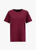 Mustang Bisiklet Yaka Nakışlı Bordo Kadın T-Shirt M4WL-TST-1903