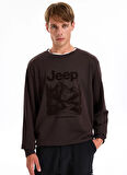 Jeep Bisiklet Yaka Baskılı Kahve Erkek Sweatshırt J5WM-SWT7329