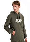 Jeep Kapüşon Yaka Baskılı Haki Erkek Sweatshırt J5WM-SWT7294