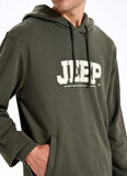 Jeep Kapüşon Yaka Baskılı Haki Erkek Sweatshırt J5WM-SWT7294