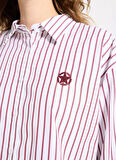 Jeep Loose Fit Gömlek Yaka Çizgili Bordo Kadın Gömlek J5WL-GML7138