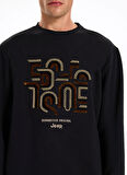 Jeep Bisiklet Yaka Baskılı Siyah Erkek Sweatshırt J5WM-SWT7286