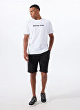 Mustang Bisiklet Yaka Baskılı Beyaz Erkek T-Shirt M5WM-TST1585