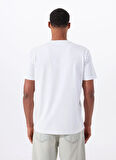 Mustang Bisiklet Yaka Baskılı Beyaz Erkek T-Shirt M5WM-TST1586
