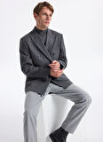 Fabrika Slim Fit Koyu Gri - Antrasit Erkek Çizgili Ceket SANKRUV- P- B