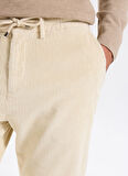 Fabrika Bağlamalı Bel Duble Paça Jogger Ekru Erkek Pantolon F5WM-PNT 2414