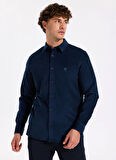 Fabrika Slim Fit Gömlek Yaka Düz Lacivert Erkek Gömlek F5WM-GML 2378