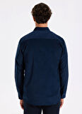 Fabrika Slim Fit Gömlek Yaka Düz Lacivert Erkek Gömlek F5WM-GML 2378