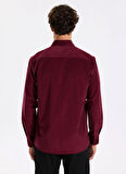 Fabrika Slim Fit Gömlek Yaka Düz Bordo Erkek Gömlek F5WM-GML 2378