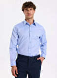 Fabrika Slim Fit Sumos Yaka Armürlü Mavi Erkek Gömlek F5WM-GML 2580