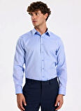 Fabrika Slim Fit Sumos Yaka Armürlü Mavi Erkek Gömlek F5WM-GML 2580