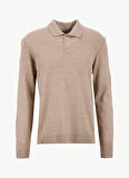 People By Fabrika Polo Yaka Basic Düz Bej Erkek Kazak PBF5WM-KZK9555
