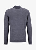 People By Fabrika Dik Yaka Basic Düz Gri Erkek Kazak PBF5WM-KZK9556