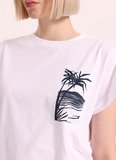 Fabrika Bisiklet Yaka Baskılı Beyaz Kadın T-Shirt F6SL-TST0296