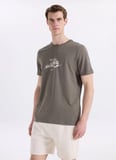 Jeep Bisiklet Yaka Baskılı Haki Erkek T-Shirt J6SM-TST7339