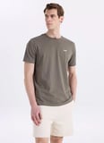Jeep Bisiklet Yaka Baskılı Açık Haki Erkek T-Shirt J4SM-TST7245