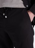 Fabrika Bağlamalı Bel Duble Paça Jogger Siyah Erkek Pantolon F6SM-PNT 2601