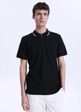 Fabrika Jakarlı Siyah Erkek Polo T-Shirt F6SM-TST 2057