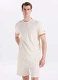 Discovery Expedition D6SM-TST3727 Krem Bisiklet Yaka Relaxed Düz Erkek T-Shirt