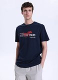 Mustang Bisiklet Yaka Baskılı Lacivert Erkek T-Shirt M6SM-TST1605