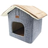 Kedi ve Köpek Yatağı Shack House Yatak Gri