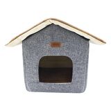 Kedi ve Köpek Yatağı Shack House Yatak Gri