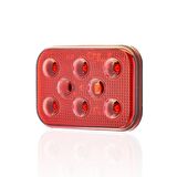 Sanel 12V Universal Kare 6 Led Dış Makan Uyumlu Kırımızı SBD12R6
