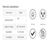 Sanel 12V Universal Kare 6 Led Dış Makan Uyumlu Beyaz SBD12W6