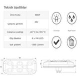 Sanel 24V Universal Kare 6 Led Dış Makan Uyumlu Kırımızı SBD24R6