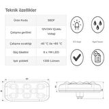 Sanel Çakarlı 12-24V Universal Kare 6 Led Dış Mekan Uyumlu Beyaz SBDF6W
