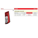 Dacia Dokker Duysuz Sol Arka Stop Laması 2012> -265556730R