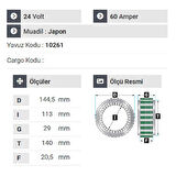 NURSAN 151524 Statör 24V 60A Hyundai Hd 77 Kamyonet