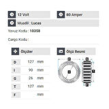 NURSAN 153312 Alternatör Statör Tümosan Traktör 12V 80 Amper