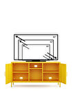 Pera Tv Ünitesi, Tv Dolabı,2 Kapaklı, Açık Raflı 130,50 x 40 x 64,50 cm